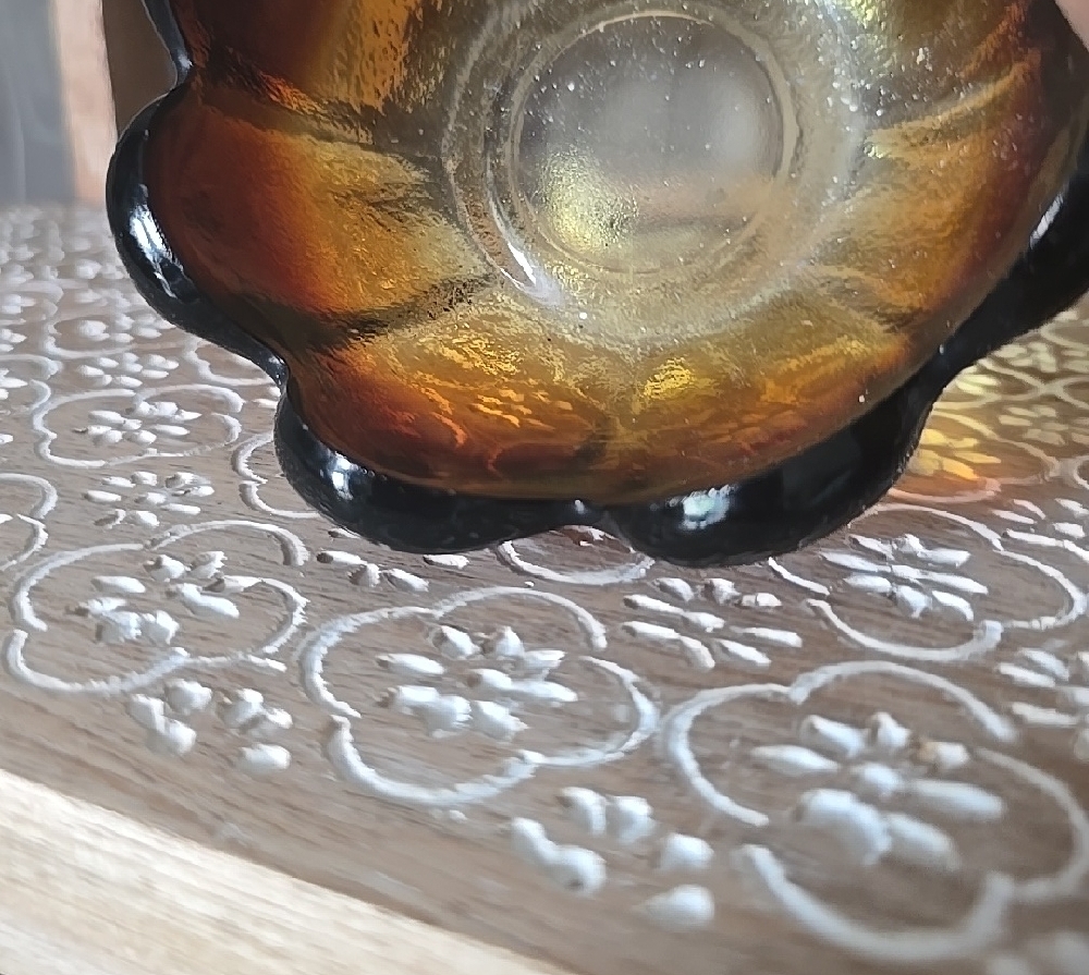 VINTAGE Brown Glass Art Lotus Bowl - Picture 9 of 10